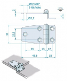 Roca staartscharnier hoek RVS 66 x 37 mm 441571