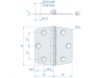 Roca staartscharnier vlak RVS 74 x 75 mm 440092