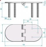 Roca vlakscharnier rond verdekt RVS 130 x 60 mm verdekt 449029