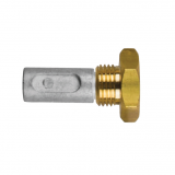 Zinc+Brass AIFO-FTP pencil anode Ø 13 L.26 complete with brass plug th.16X1,5