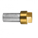 Zinc+Brass Caterpillar  pencil anode Ø 28 L.55 complete with brass plug th.1-1/4''GAS CONICO