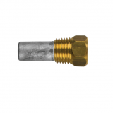 Zinc+Brass Ford pencil anode Ø 10 L.18 complete with brass plug th.1/4'' NPT (gas conico)