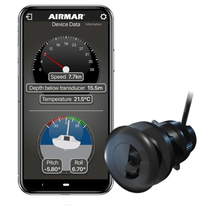 DST820 5Hz 0° kunststof Smart triducer, voorzien van Bluetooth, Trim & Heelsensor. ThruHull, low pro