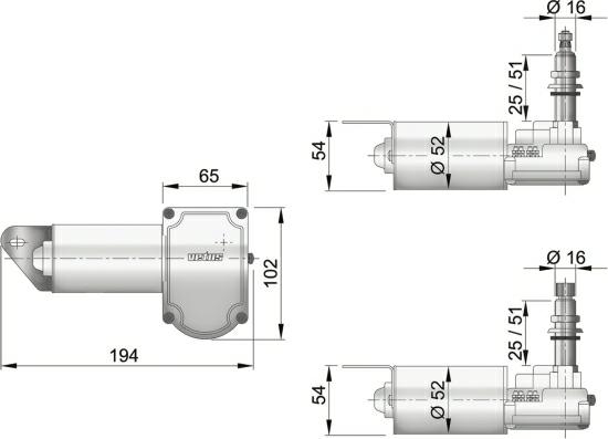 Ruitenwissermotor 12V korte as 1", DIN aansl.