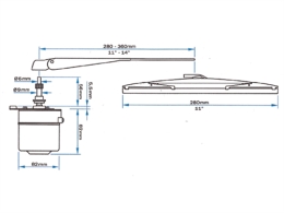 Roca Standaard wisserarm W5, Zwart/RVS 280-355mm