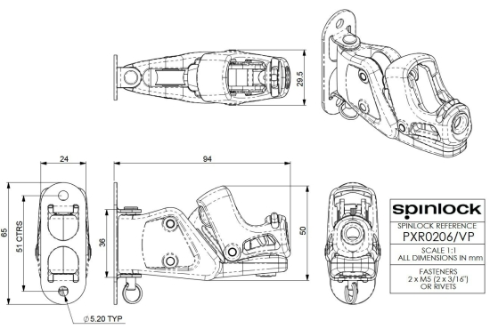 PXR0206/VP PXR Cam cleat 2-6 mm vertical