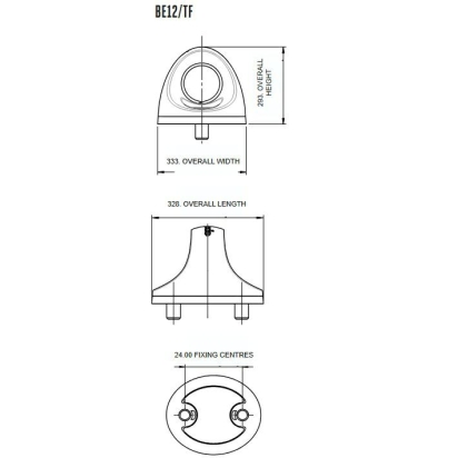 BE12/TF dekoog 12 mm, 2 bevestigings gaten