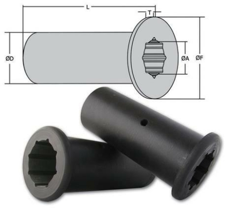 Rubberlager met flens-ø22xø36x75mm
