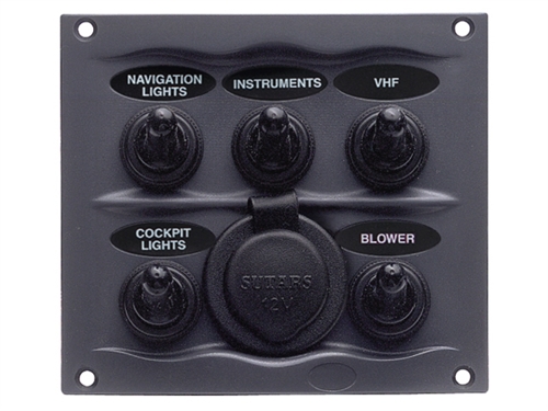 BEP swd paneel, 5 schakelaars+20mm plug
