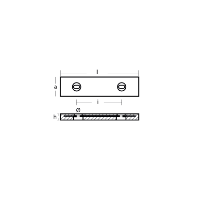 Zinc Bolt-on anode for Hull  290x90x32 H.C. 160