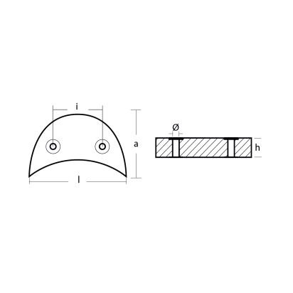 Zinc BRP Halfmoon for OMC 90-140 / Johnson 90-140 / Evinrude 90-140