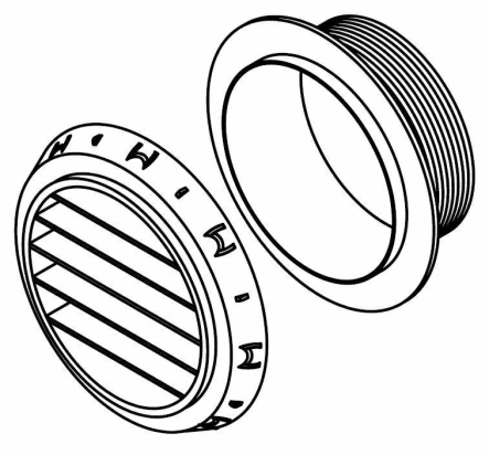 Uitblaasrooster 60mm zwart, open lamellen