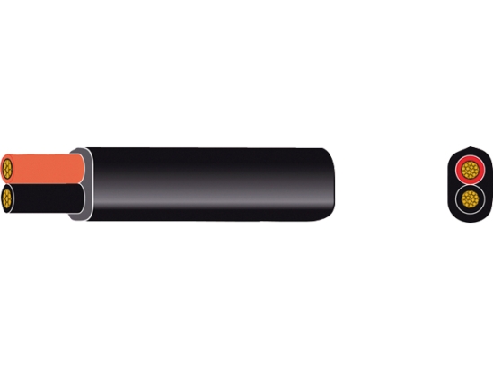 Platte pvc kabel zwart 2x2.50mm² rood/zwart