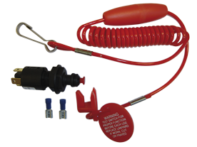 Noodstopschakelaar compleet met Spiraalsnoer  voor In- & Outboards