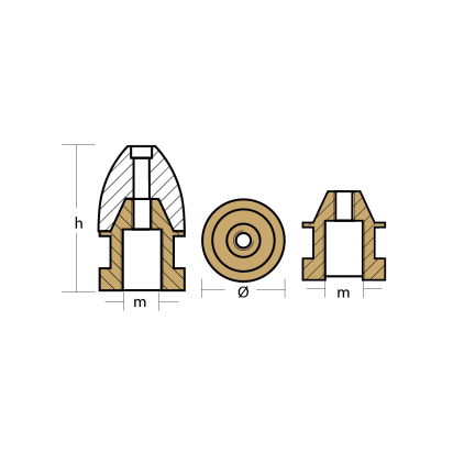 Zinc RIVA PROP NUT COMP. Ø 20-30 3/4" W