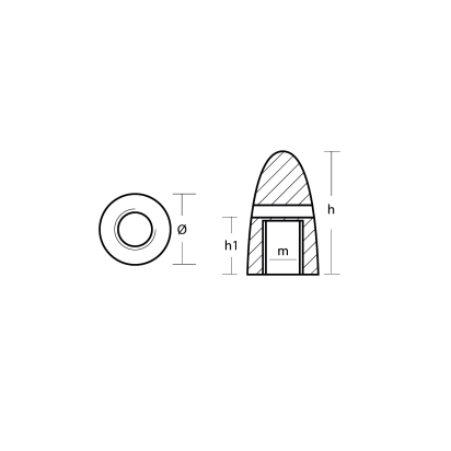 Zinc Volvo Penta type nut for fixed propeller shaft Ø25  th.16x1,5