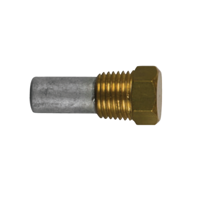 Zinc+Brass ZF pencil anode Ø 10 L.18 complete with brass plug th.1/4'' NPT (gas conico)
