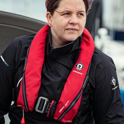 Reddingsvest Crewfit 165N Sport auto met harnas rood