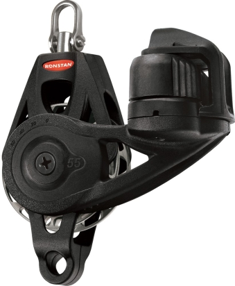 RF56130 Ronstan Orbit 55mm, 1-schijfsblok, ratel, swivel, hv, klem