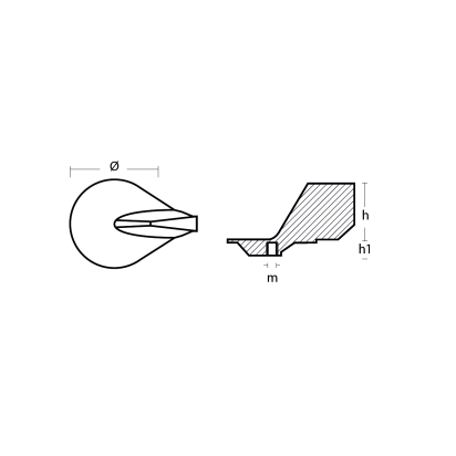 Zinc Mercury Skeg for trim tab for 35HP-V6-MCM
