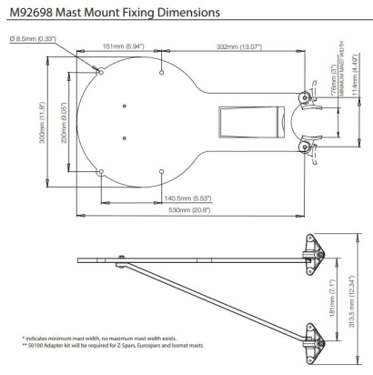 Mast Mount for Raymarine RD424D/ RD424HD