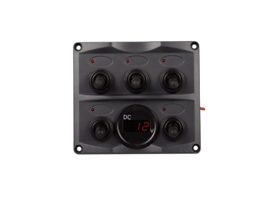 Schakelpaneel antraciet met voltmeter 12/24V