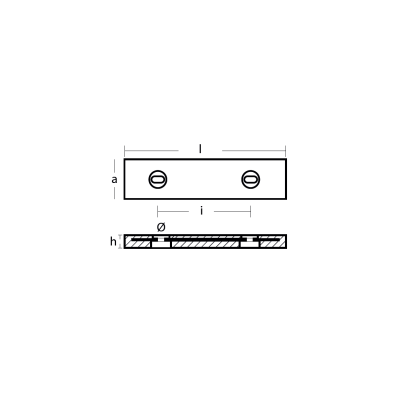 Zinc Bolt-on anode for Hull 147x65x22 H.C.70