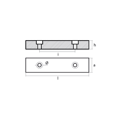 Zinc Bolt-on anode for Hull 110x25x15 H.C.62
