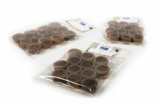 Teakhouten vingerring per dozijn. ø3,3cm