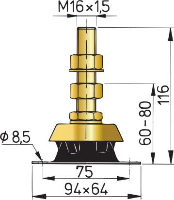 Vetus flexibele motor- steun type K25