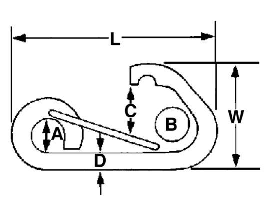 KARABIJNHAAK ASYMETRISCH 12MM