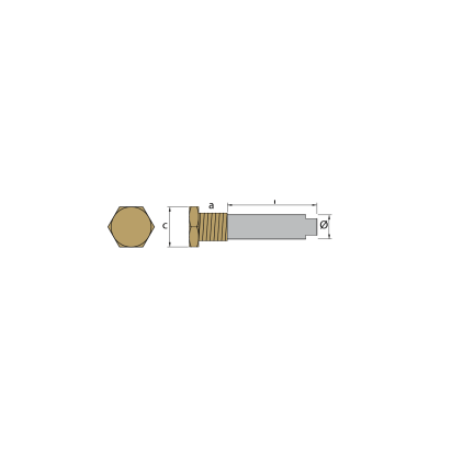 Zinc Yamaha pencil anode Ø12 L.52  complete with brass plug  th.3/8''NPT