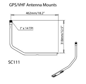 GPS / VHF / Navtex antenna mount (starboard mounted)
