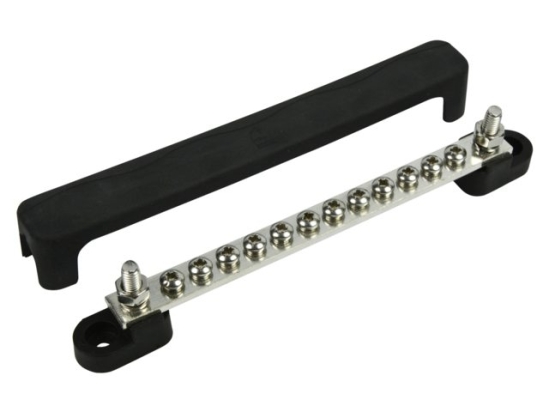 Busbar 12 terminals, 2 studs
