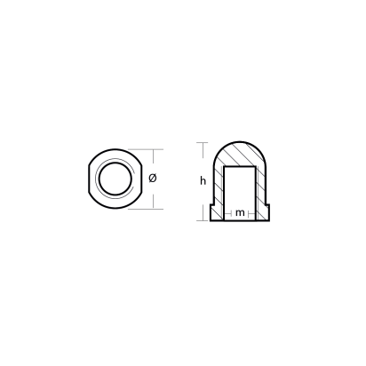 MG Propeller Nut internal thread M20