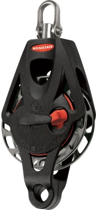 RF56110 Ronstan Orbit 55mm, 1-schijfsblok, ratel, swivel, hondsvot