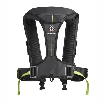 Reddingsvest ErgoFit 290N auto met harnas, licht & hood zwart/groen