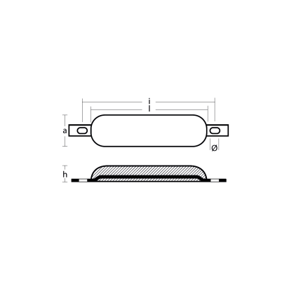 AL weld on anode 1kg with slotted holes H.C.230
