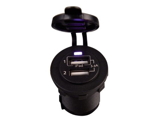 USB STOPCONTACT DUBBEL 3.4A ZWART MET FLUSH FRAME