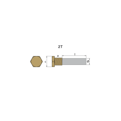 Zinc+Brass Pencil complete anode  Ø3/4'' L=3-3/8'' thread=3/4''NPT