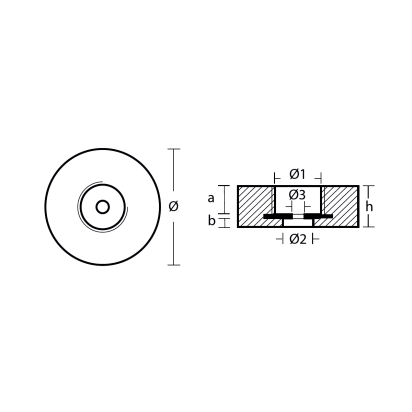 Zinc Disc anode for Stern 135*47 compl. w. plug, pad&bolt