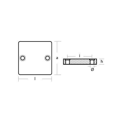 Zinc Mercruiser plate 64x64x10 H.C.50
