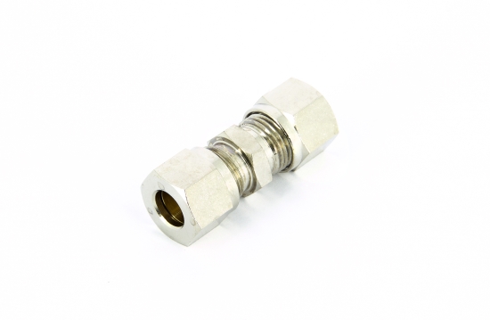 Rechte koppeling 10mm voor pijp, messing