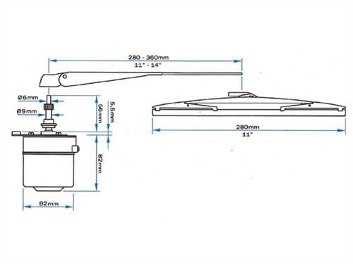 Roca Standaard wisserarm W5, Zwart/RVS 280-355mm
