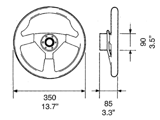 37373T/V38W STUURWIEL 3 SP.WIT