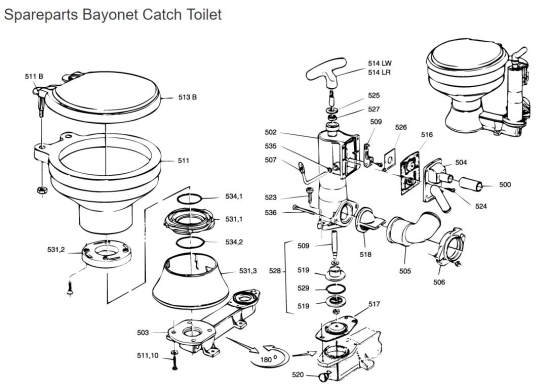 Pomp voor handtoilet wit (excl. pakking)