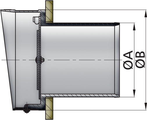 100mm uitlaat-spiegel doorvoer, kunststof