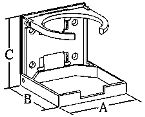 Kunststof Drankhouder  klapbaar  A=104mm  B=98mm  C=94mm Wit