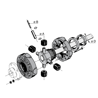 Flexibele koppeling type 6 25mm zonder bouten en moeren