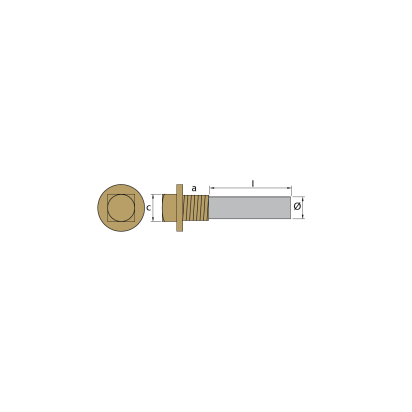 Zinc Volvo pencil anode Ø10 L.30  complete with brass plug th.1'' GAS